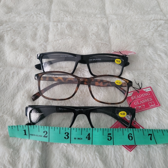 Three pairs of reading glasses +4.00 men women unisex - Picture 7 of 10